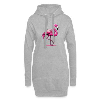Flamant - Sweat-shirt à capuche long Femme - gris chiné - Devant