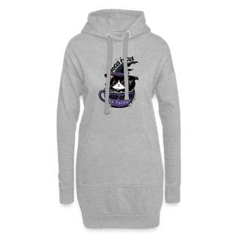 Coffee Witch Cat  - Hoodie Dress - heather grey - Front