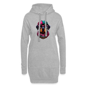 Chien - Sweat-shirt à capuche long Femme - gris chiné - Devant
