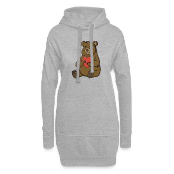 Ours amoureux - Sweat-shirt à capuche long Femme - gris chiné - Devant