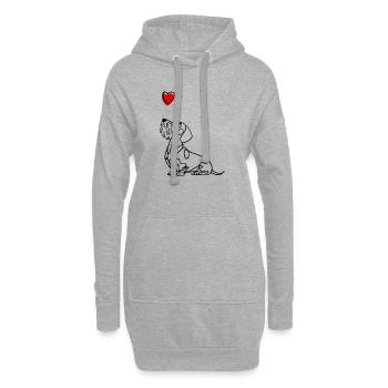 Teckel Rauhaa avec cœur, teckel avec cœur. - Sweat-shirt à capuche long Femme - gris chiné - Devant