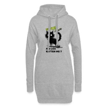 Skurrile schwarze Katze - Hoodie-Kleid - Grau meliert - Vorne