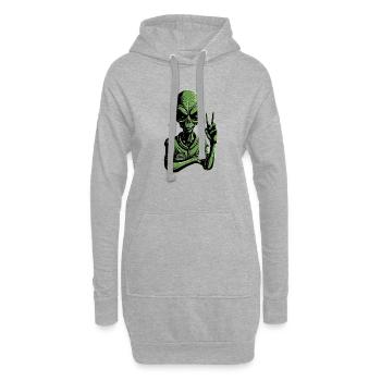 Alien Peace Sign - Hoodie-Kleid - Grau meliert - Vorne