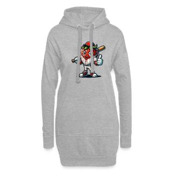 Erdbeer Baseball Star mit Schläger - Hoodie-Kleid - Grau meliert - Vorne