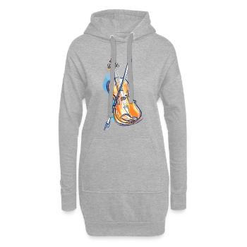 Geige Zeichnung - Hoodie-Kleid - Grau meliert - Vorne