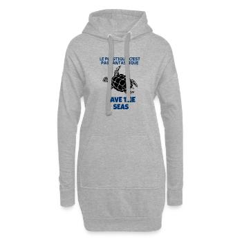 Save the sea - Sweat-shirt à capuche long Femme - gris chiné - Devant