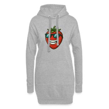 Coole Erdbeeren mit Sonnenbrille Sommerfrucht Spaß - Hoodie-Kleid - Grau meliert - Vorne