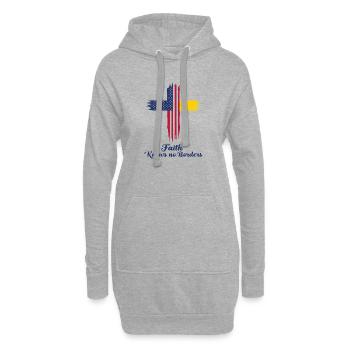 Amerikanische und Vatikanische Flagge - Hoodie-Kleid - Grau meliert - Vorne