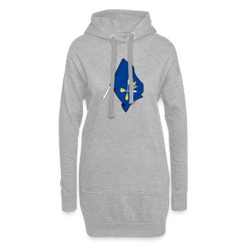 Dalécarlie, Suède – Drapeau du Cœur - Sweat-shirt à capuche long Femme - gris chiné - Devant