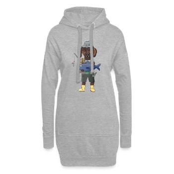 Wau was fuer ein Fang Dackel angelt - Hoodie-Kleid - Grau meliert - Vorne