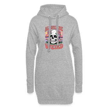 Sei immer seltsamer Totenkopf mit Blumen und Pilzen - Hoodie-Kleid - Grau meliert - Vorne