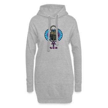 Scarabée Néon Ailé avec Ankh - Sweat-shirt à capuche long Femme - gris chiné - Devant