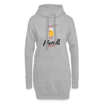 Handel-Design mit Huhn und Humor - Hoodie-Kleid - Grau meliert - Vorne