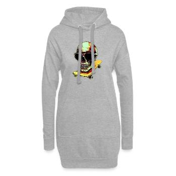 Totenköpfe Skateboard - Hoodie-Kleid - Grau meliert - Vorne