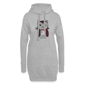Chat Happy Halloween Mignon Costume de Vampire - Sweat-shirt à capuche long Femme - gris chiné - Devant