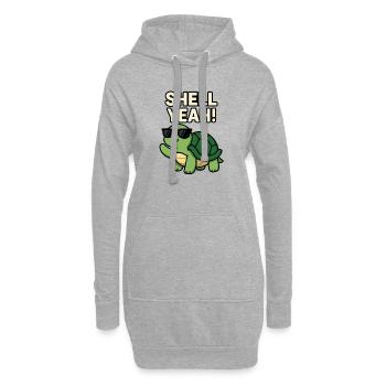 Coole Schildkröte mit Sonnenbrille und fettem Text - Hoodie-Kleid - Grau meliert - Vorne