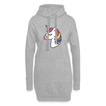 licorne arc-en-ciel - Sweat-shirt à capuche long Femme - gris chiné - Devant