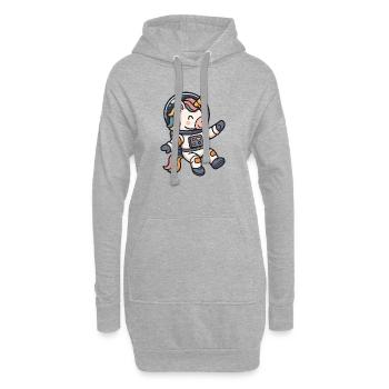 Fantasievoller Einhorn-Astronaut Regenbogenmähne - Hoodie-Kleid - Grau meliert - Vorne