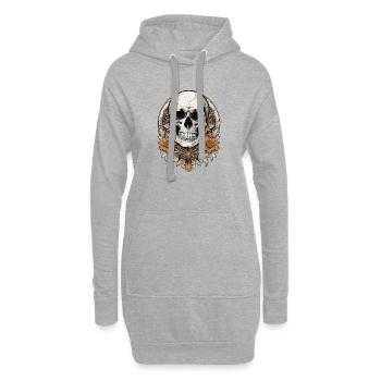 Skull - Hoodie-Kleid - Grau meliert - Vorne