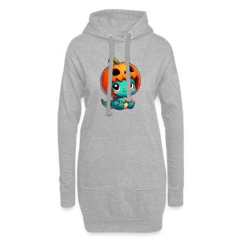 Mignon Halloween Dino Dinosaure T-Rex Citrouille - Sweat-shirt à capuche long Femme - gris chiné - Devant