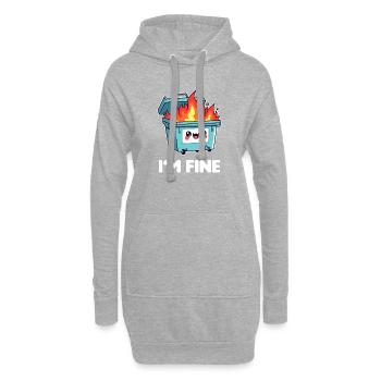 Poubelle Kawaii En Feu - Sweat-shirt à capuche long Femme - gris chiné - Devant