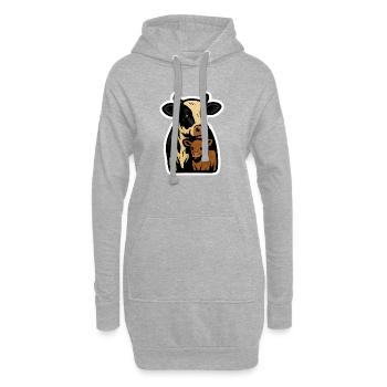 Kuh und Kalb – Modernes Bauernhofmotiv - Hoodie-Kleid - Grau meliert - Vorne