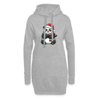 Grumpy Panda Weihnachtsmann Weihnachtsmütze  - Sweat-shirt à capuche long Femme - gris chiné - Devant