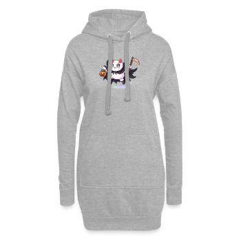 Pixel Halloween Dämon mit Kürbislaterne - Hoodie-Kleid - Grau meliert - Vorne
