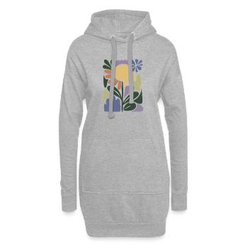 Bunte Blütenkomposition - Hoodie-Kleid - Grau meliert - Vorne