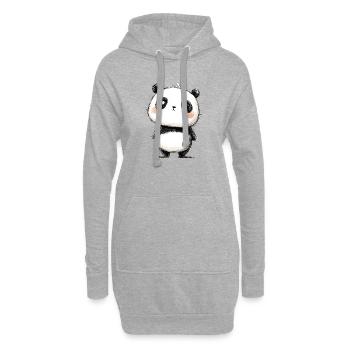 petit panda dessin - Sweat-shirt à capuche long Femme - gris chiné - Devant