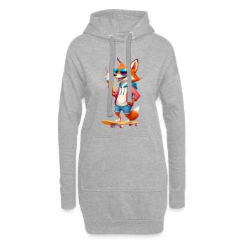 Sonnen Fox Skate – bunter Streetstyle - Hoodie-Kleid - Grau meliert - Vorne