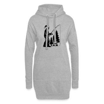 Nuit de Noël en forêt du pêcheur - Sweat-shirt à capuche long Femme - gris chiné - Devant