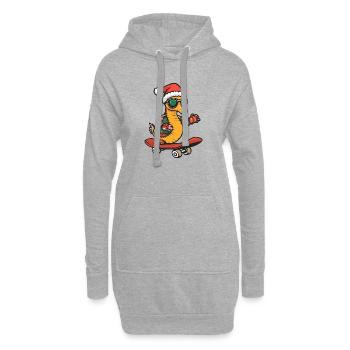 Seepferd Weihnachten Lustig - Hoodie-Kleid - Grau meliert - Vorne