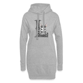 La Lettre L ornée lapin couronné - Sweat-shirt à capuche long Femme - gris chiné - Devant