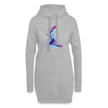 Fuchshai (Alopias supersiloucus) - Hoodie-Kleid - Grau meliert - Vorne