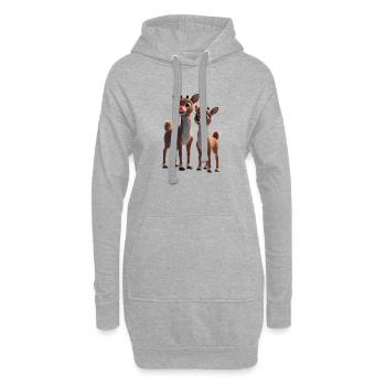 Duo de rennes Rudolph et son ami - Sweat-shirt à capuche long Femme - gris chiné - Devant
