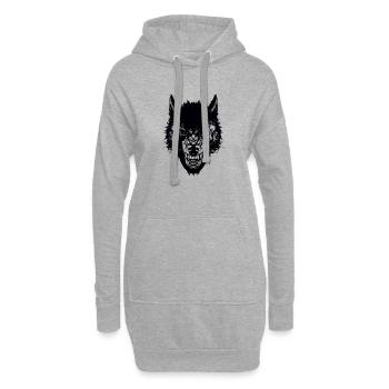 loup - Sweat-shirt à capuche long Femme - gris chiné - Devant
