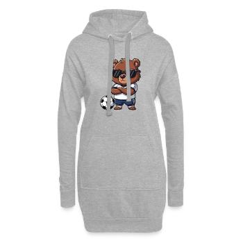 Ours mignon joueur de football ours brun dessin animé cool - Sweat-shirt à capuche long Femme - gris chiné - Devant