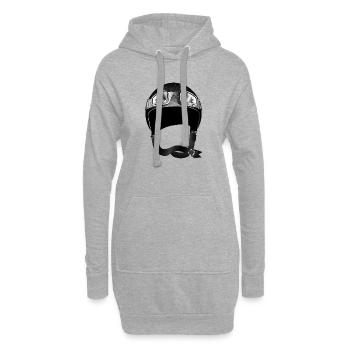 Retro Motorradhelm mit Schutzbrille in Schwarz - Hoodie-Kleid - Grau meliert - Vorne