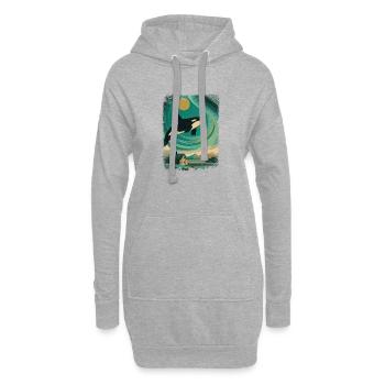 Orque baleine aurores boréales ciel nocturne aurores boréales vintage - Sweat-shirt à capuche long Femme - gris chiné - Devant