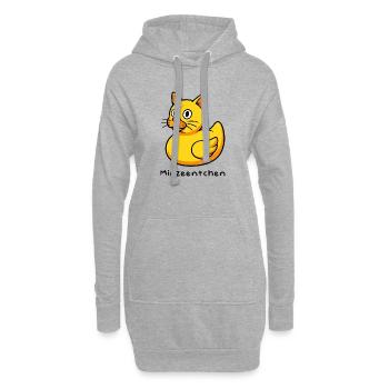Miezeentchen - Ente und Katze vereint als Badeente - Hoodie-Kleid - Grau meliert - Vorne