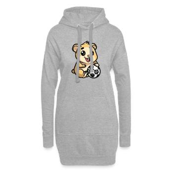 Hamster câlin avec ballon de foot - Sweat-shirt à capuche long Femme - gris chiné - Devant