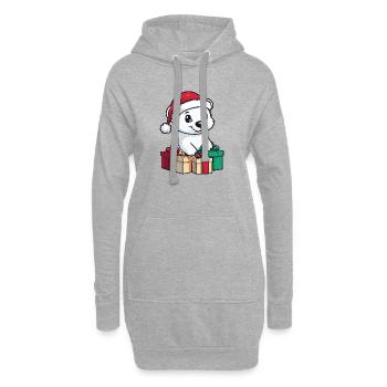 Cadeaux de Noël pour l’ours polaire Ours polaire - Sweat-shirt à capuche long Femme - gris chiné - Devant
