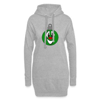 Grüne Weihnachtsbaumkugel mit Lächeln - Hoodie-Kleid - Grau meliert - Vorne