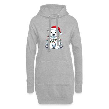 Eisbär Weihnachtspullover Weihnachten Nordpol  - Hoodie-Kleid - Grau meliert - Vorne