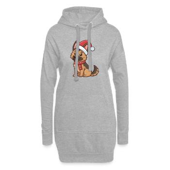 Puppy Shepherd Weihnachtshut Rot - Hoodie-Kleid - Grau meliert - Vorne