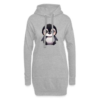 Süßer Pinguin Cartoon Tierchen Kuggerlaugen - Hoodie-Kleid - Grau meliert - Vorne