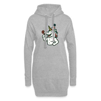 Party Unicorn Gym Maskottchen-Feier Spaßkraft - Hoodie-Kleid - Grau meliert - Vorne