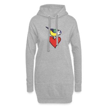Meise und Herz - Hoodie-Kleid - Grau meliert - Vorne