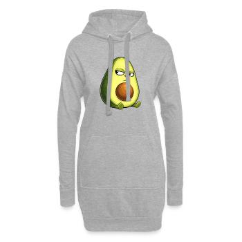 Coole Avocado mit Sonnenbrille skeptischer Blick - Hoodie-Kleid - Grau meliert - Vorne